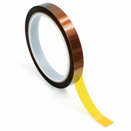 BERTECH High-Temperature Kapton Tape, 1 Mil Thick, 1/8 In. Wide x 36 Yards Long, Amber KPT-1/8